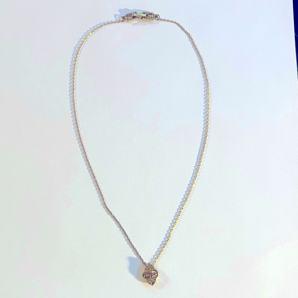 GIVENCHY Gold Necklace w/ Crystal Pendant, 16” Chain; GUC w/ 1 Missing Crystal - Picture 5 of 14